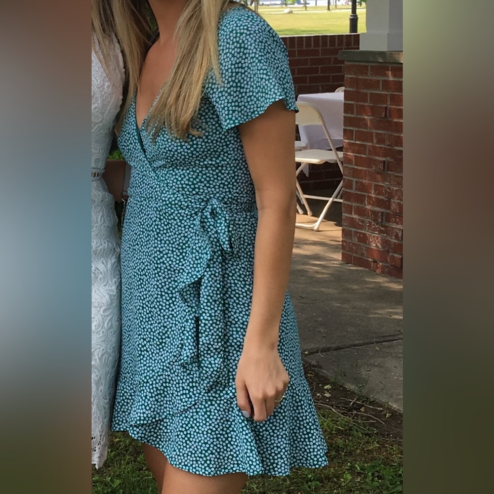 Abercrombie & Fitch Green Floral Mini Tie Dress